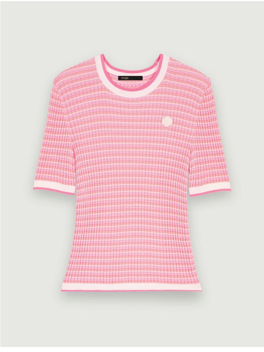 Maje Pink short sleeve knit shirt - Picture 1 of 4